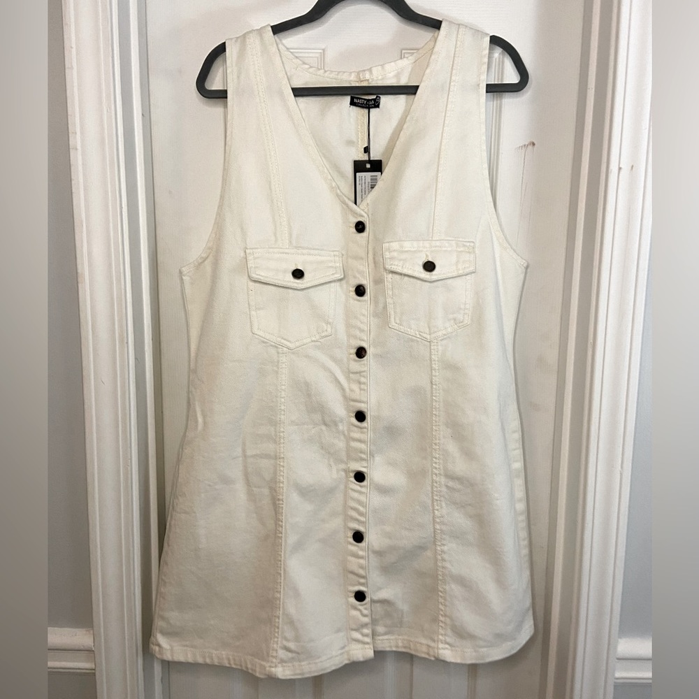 MWT Nasty Gal Button Down Denim Mini Dress Size 12